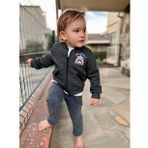 4-5-6 Yaş Kot Pantolonlu Pilot Mont Uzun Kollu Penye Sweat 3lü Erkek Çocuk Takımı Füme