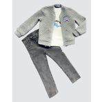 4-5-6 Yas Kot Pantolonlu Pilot Mont Uzun Kollu Penye Sweat 3Lu Erkek Cocuk Takimi