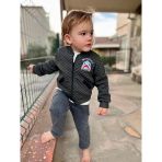 4-5-6 Yaş Kot Pantolonlu Pilot Mont Uzun Kollu Penye Sweat 3Lü Erkek Çuk Takımı Füme