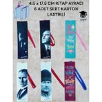 4.5 x 17.5 cm Kitap Ayracı 6 Adet Sert Karton Lastikli