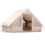 4-6 Kişilik Hava Glamping Çadırları, El Pompalı Şişme Kamp Çadırları, Su Geçirmez Oxford, Ağ Pencereli ve Kapılı Lüks Kabin Çadırı (3 x 2,1 x 2 m)