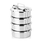 4-6 Kişilik Sefer Tası 4 Kaplı Paslanmaz Çelik Taşıma Kabı 14x6cm