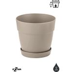 4 Adet 1 Litre Mono Saksı Tabaklı Drenaj Delikli Plastik Çiçek Saksısı - 1L Set - Bej