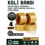 4 Adet - 100 Metre Şeffaf Koli Bandı – Extra Strong 40 Micron Kalınlık, Güçlü Yapışkan