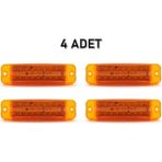 4 Adet 16 Ledli Çift Sıra LED Lamba Turuncu 12-24 Volt