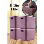 4 Adet 21 Lt Storage Mor Dolap Ici Duzenleyici Oyuncak Ve Camasir Sepeti Elbise Saklama Kutusu