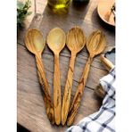4 Adet 22 cm Zeytin Ağacı Tahta Çocuk Yemek Kaşığı Seti - Seçenek 1