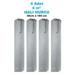 4 Adet 4m2 İçin Tela Kumaş Halı Hurcu 45x180 Ebat Bağcıklı Gri