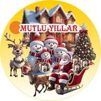 4 Adet 6 cm Ahşap UV Baskılı Noel Yılbaşı Magnet