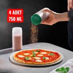 4 Adet 750 ml Büyük Delikli Baharatlık, Pul Biberlik, Tuzluk, Sosluk, Yağlık, Karabiberlik, Sos Kabı,mayonez Şişesi - Şeffaf