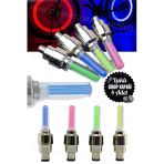 4 Adet Araba & Motorsiklet & Bisiklet Lastik Vana Kapağı Renkli Işıklı Çakar Led Sexy Görünüm Sibop