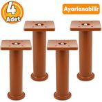 (4 Adet) Ayarlanabilir Destek 15 Cm Kahverengi Mobilya Kanepe Koltuk Baza Yükseltme Yükseltici Ayağı Ayakları