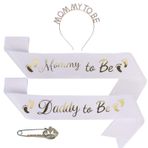 4 adet baby shower parti kuşağı, anne baba olmak için kuşak, bebek duşu kuşağı, anne adayları için saç süsü, bebek karşılama partisi dekorasyonu, beyaz