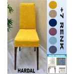 4 Adet Babyface Kadife Kumaş Sandalye Kılıfı Yıkanabilir Likralı Esnek Lastikli, Sandalye Örtü - 50 x 120 cm - Hardal