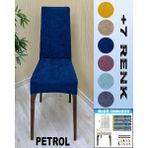 4 Adet Babyface Kadife Kumaş Sandalye Kılıfı Yıkanabilir Likralı Esnek Lastikli, Sandalye Örtü - 50 x 120 cm - Petrol