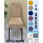 4 Adet Babyface Kadife Kumaş Sandalye Kılıfı Yıkanabilir Likralı Esnek Lastikli, Sandalye Örtü - 50 x 120 cm - Sütlü Kahve