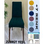 4 Adet Babyface Kadife Kumaş Sandalye Kılıfı Yıkanabilir Likralı Esnek Lastikli, Sandalye Örtü - 50 x 120 cm - Zümrüt