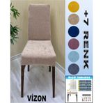 4 Adet Babyface Kadife Kumaş Sandalye Kılıfı Yıkanabilir Likralı Esnek Lastikli, Sandalye Örtü - 55 x 55 cm - Vizon