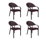4 Adet Bambu Plastik Rattan Sandalye