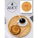 4 Adet Bambu Yuvarlak Servis Tabağı, Sunum Seti (20X20 Cm)