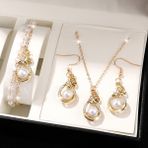 4 adet Boho Tatil Stili Takı Seti, Alaşım İmitasyon İnci Kolye, Küpe ve Bilezik, Günlük Giyim ve Hediye Verme için Mükemmel, Noel için İdeal