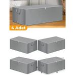 4 Adet - Büyük Boy Baza Altı ve Çekyat Hurç 65 x 45 x 22 cm - Gri - Beyaz