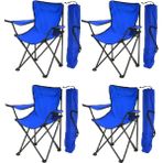 4 Adet Çantalı Katlanır Kamp Sandalyesi Rejisör Katlanabilir Piknik Plaj Sandalyesi Mavi - 6456 Ecorce Tube Marron - Polyester