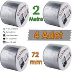 4 Adet Çatı Izolasyon Bandı 72 mm x 2 mt Su Sızdırmazlık Geçirmez Yalıtım Çamur Boru Sakız Tamir Bant - Gri - 72 mm x 2 Metre