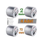 4 Adet Çatı İzolasyon Bandı 72 Mm X 2 Mt Su Sızdırmazlık Geçirmez Yalıtım Çamur Boru Sakız Tamir Bant