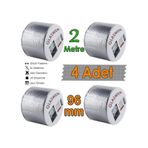 4 Adet Çatı İzolasyon Bandı 96 Mm X 2 Mt Su Sızdırmazlık Geçirmez Delik Yalıtım Çamur Boru Sakız Tamir Bant