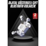 4 Adet Çift Kulaklık Dijital Göstergeli Yüksek Ses Kaliteli Bluetooth Kulaklık - -- - 1