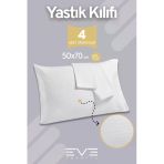 4 Adet Çizgili Pamuk Saten Antibakteriyel Fermuarlı Yıkanabilir Otel Lüks Yastık Kılıfı 50X70cm