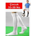 4 Adet Çocuk Futbol Maç Çorabi Futbol Tozluk 33-39 Numara Futbol Halisaha Çorabi Konç - Beyaz - 36 - 39