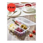 4 Adet Dondurulmuş Large 1000 Ml 4 Bölmeli Öğünlük Et Sebze Saklama Kabı - Buzluk Organizer