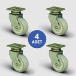 4 Adet Eb01Zkc50. Oynak Tablalı Pvc Kaplı Mobilya Tekerleği.