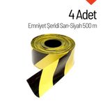 4 Adet Emniyet Şeridi Sarı-Siyah 500 m, İkaz Bandı, Güvenlik Şeridi