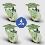 4 Adet Ep01Zkc50. Oynak Tablalı Pvc Kaplı Mobilya Tekerleği.