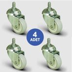 4 Adet Ep05Zkc50. Oynak Civatalı Pvc Kaplı Mobilya Tekerleği.