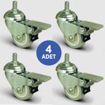 4 Adet Ep05Zkc50F. Oynak Civatalı Frenli Mobilya Tekerleği. Pvc