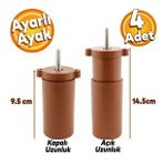 4 Adet Gizli Mobilya Kanepe Sehpa Koltuk Orta Destek Ayağı Ayarlanabilir 9.5 Cm Kahverengi Ayak