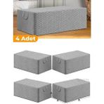 4 Adet - Gri Benekli Büyük Boy Baza Altı ve Çekyat Tipi Hurç 65 x 45 x 22 cm