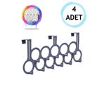 4 Adet Gri Gondol Kapı Arkası Askılık - Çok Amaçlı Kapı Arkası Askılığı