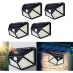 4 Adet Güneş Enerjili Duvar Lambası - Solar 100 LED Işık 3 Modlu Hareket Sensörlü Bahçe Aydınlatma