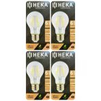 (4 Adet) Heka 6W (51W) 6500K (Beyaz Işık) E27 Duylu (Kalın Duy) Led Şeffaf Ampul