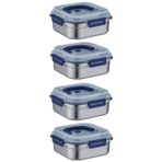 4 Adet ince Çelik 1250 ml Kilitli Yemek Et Buzdolabı Beslenme Saklama Kabı mt106
