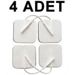 4 ADET Kablolu/Soketli Tens Pedi Elektrodu (5x5Cm Kare) Tens Peti Geçmeli Tens Pedi