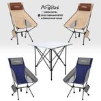 4 Adet Katlanır Kamp Sandalyesi Ve Alüminyum Masa Seti - Aero Silver - Mavi/Kum