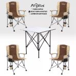 4 Adet Katlanır Kamp Sandalyesi Ve Alüminyum Masa Seti - Rustic Silver - Kum