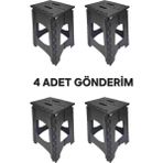 4 Adet Katlanır Siyah Tabure Plastik