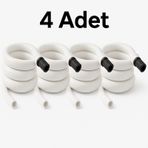 4 Adet Kendiliğinden Katlanan Spiral Tuvalet Hortumu & Taharet Ma Beyaz